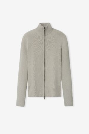 Womens Rib Knit Zip Up Jacket